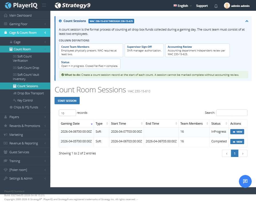 Count Sessions — Completed + InProgress with team tracking