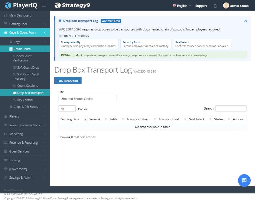 Drop Box Transport — Chain of custody with seal verification